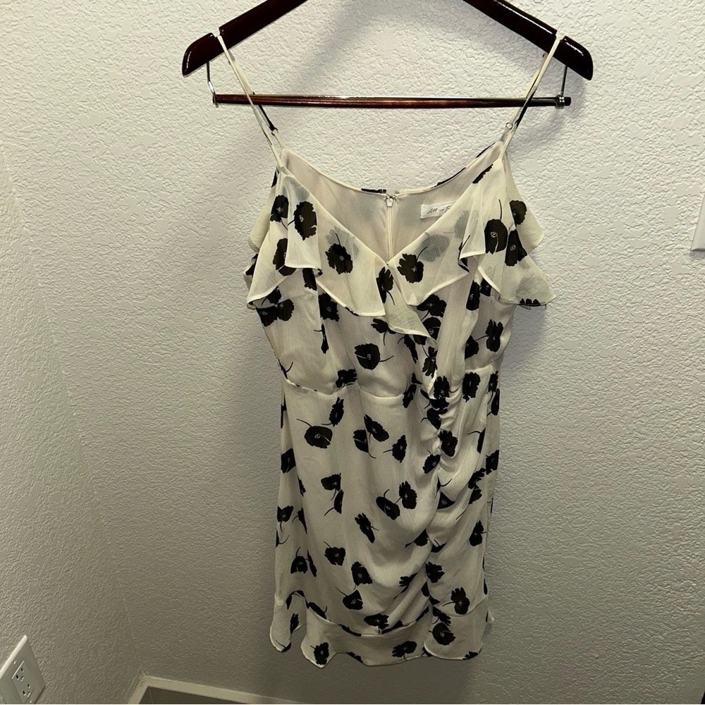 All in Favor Cream Ruched Ruffled Camisole Mini Dress